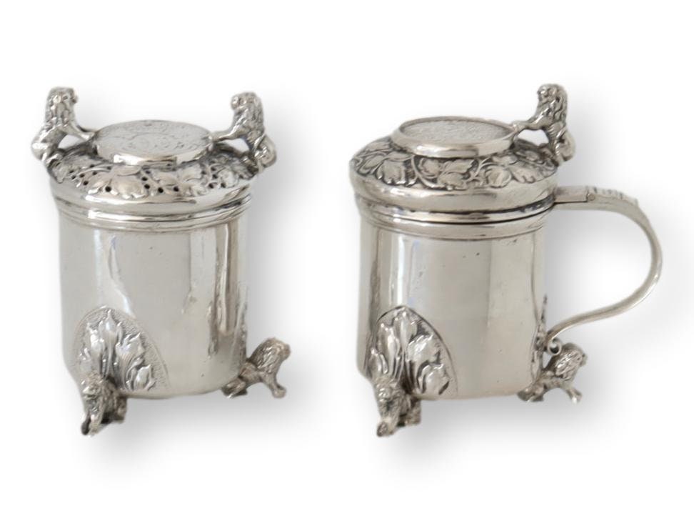 1890s Marius Hammer Silver Salt & Pepper w/Lions