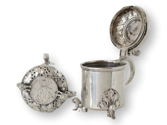 1890s Marius Hammer Silver Salt & Pepper w/Lions
