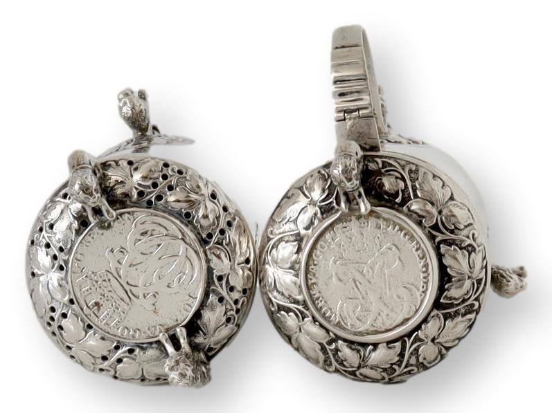 1890s Marius Hammer Silver Salt & Pepper w/Lions