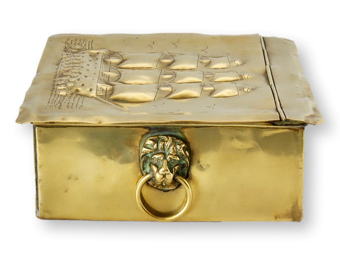 1805 English HMS Victory Brass Tea Box