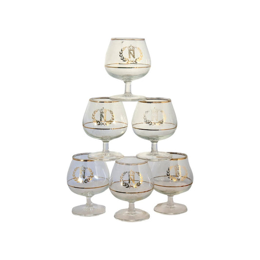 Midcentury Napoleon Cognac / Brandy Glasses, Set of Six