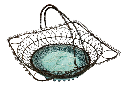 Midcentury French Majolica Serving Basket