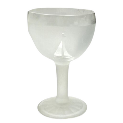 Vintage Frosted Sailboat Glasses, Set of 10
