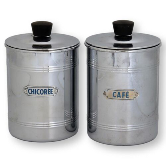 Midcentury Art Deco French Café & Chicorée Canisters