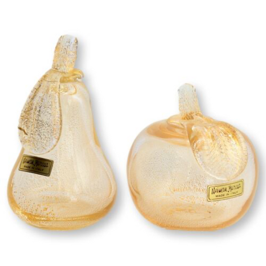Midcentury Neman Marcus Hand-Blown Italian Glass Apple & Pear