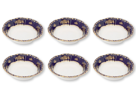 Set of Six Pompadour I Cobalt & 18K Berry Bowls