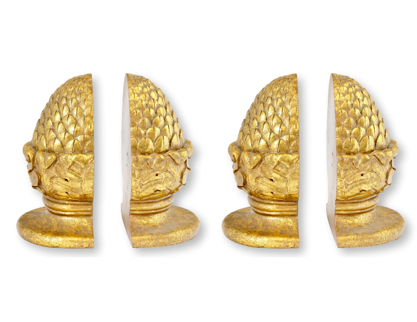 Two Pains of Large Gilt Acorn Bookends