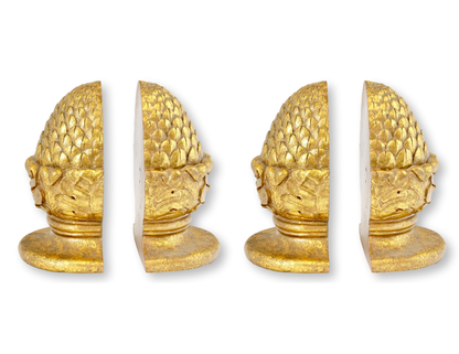 Two Pains of Large Gilt Acorn Bookends