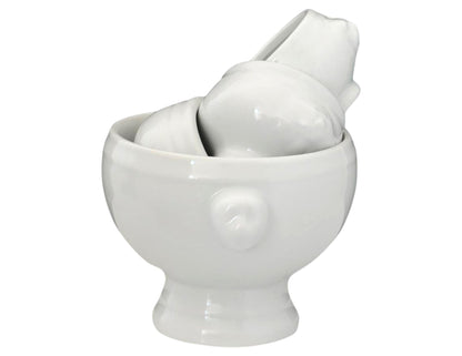 French White Porcelain Lion Head Small Prep Bowls, s/4