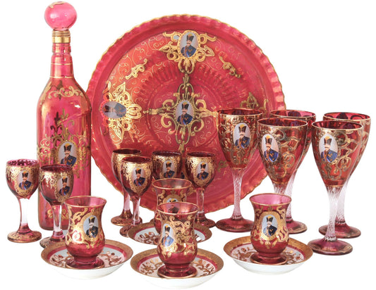 Midcentury Persian Bohemian Glass Beverage Set