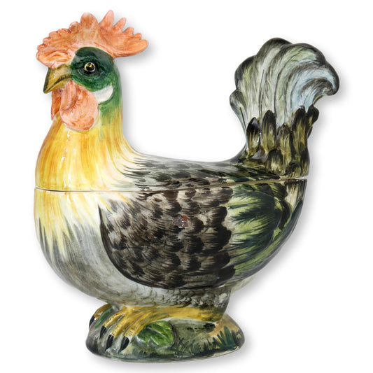 Italian Majolica Faience Rooster Tureen