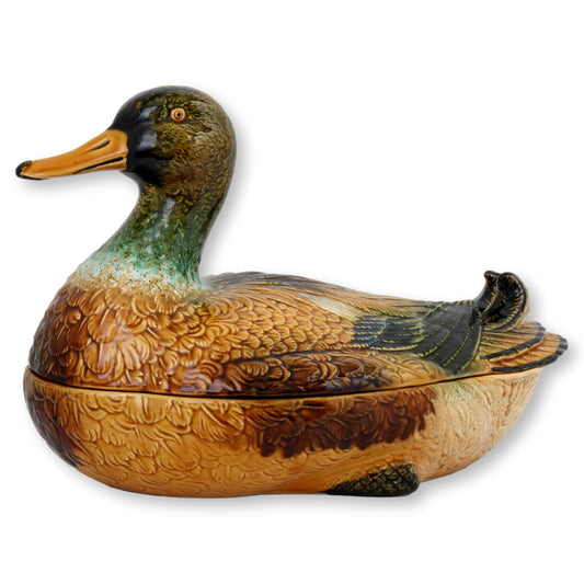 French Majolica Duck Soup Tureen