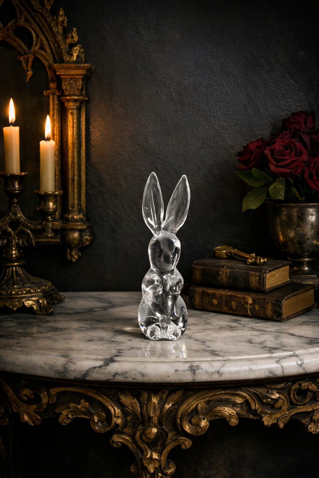 Large French Daum Crystal Rabbit