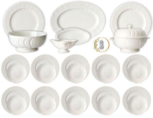 French Gien White Porcelain Dinner Set | Service for 10