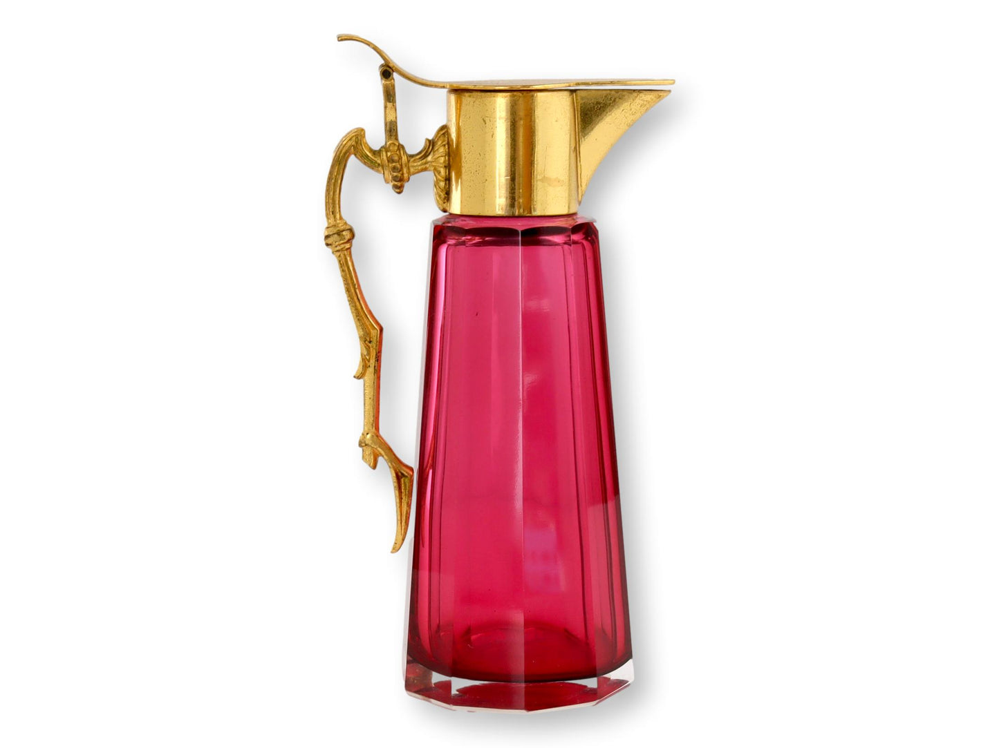 Antique French Gilt & Cranberry Syrup Pitcher