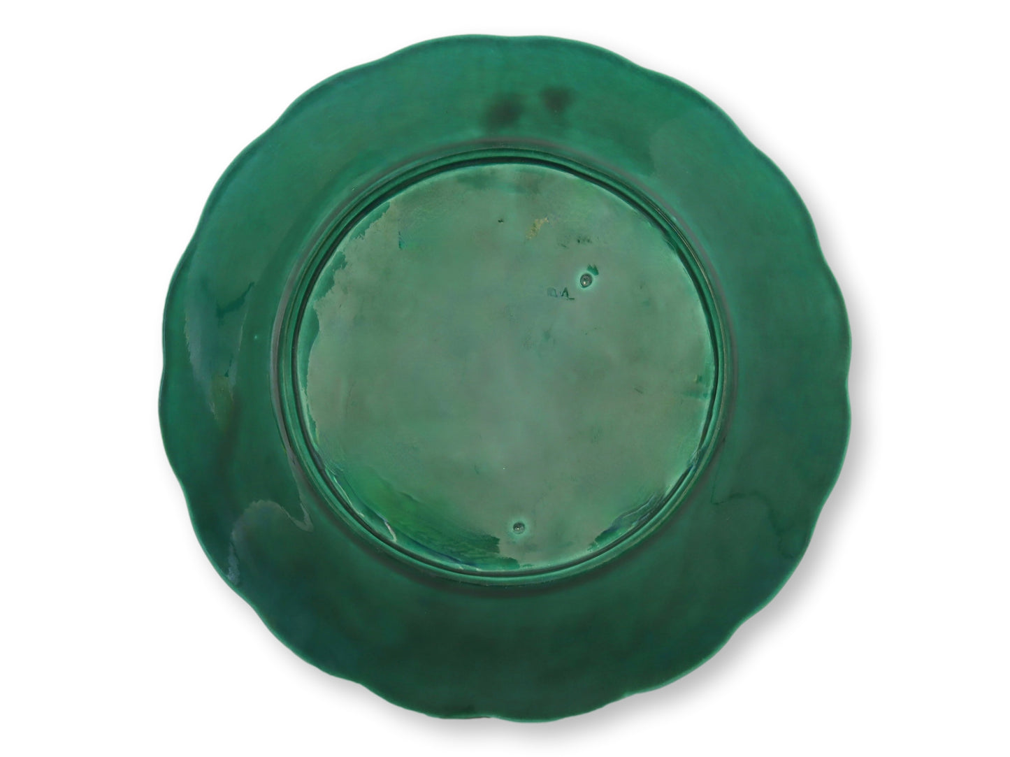 10" Green Majolica Geranium Plate