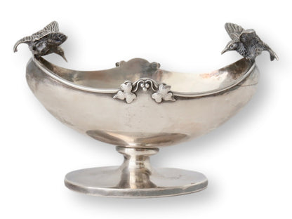 1920s Silver-Plate Candy Dish w/ Birds