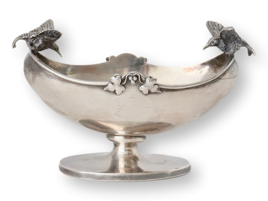 1920s Silver-Plate Candy Dish w/ Birds