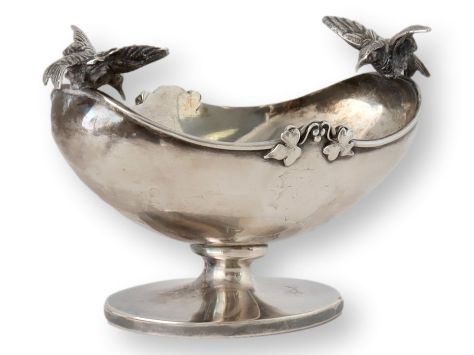 1920s Silver-Plate Candy Dish w/ Birds