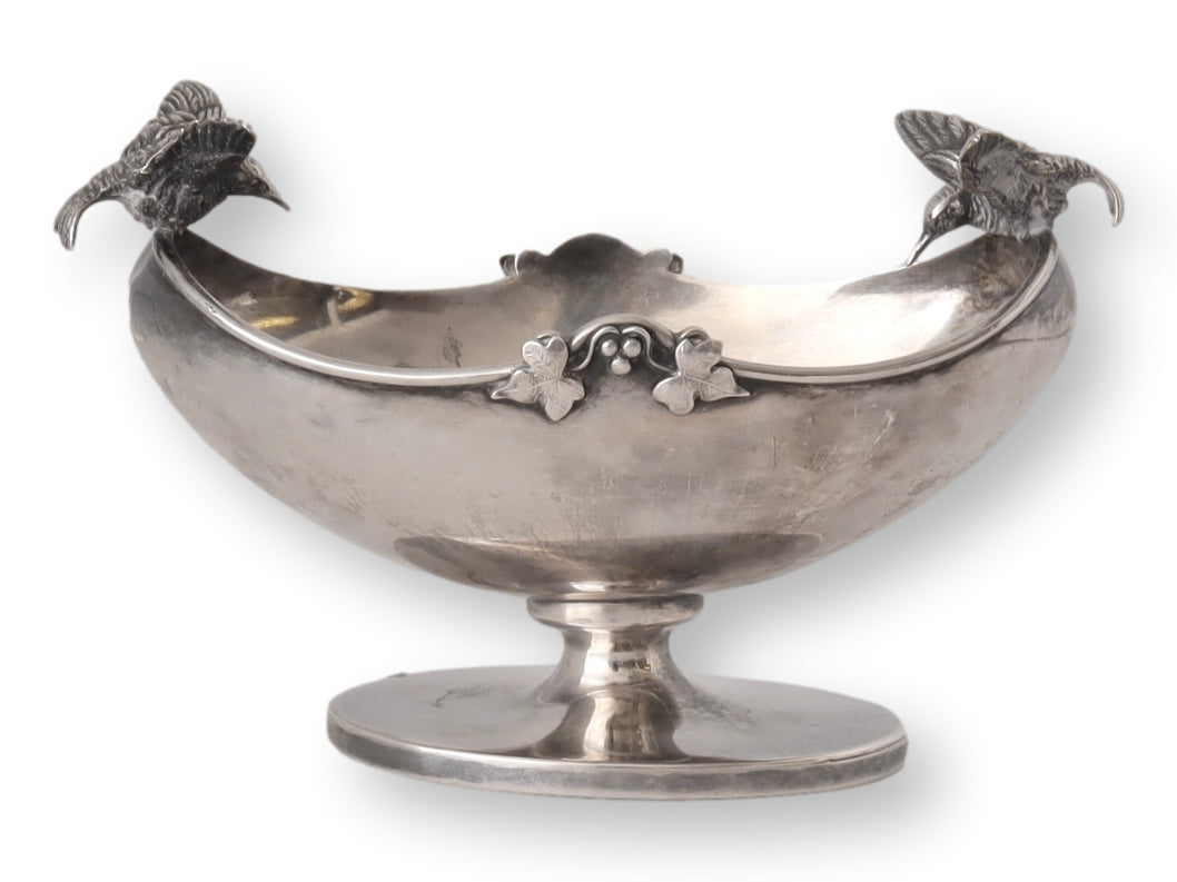 1920s Silver-Plate Candy Dish w/ Birds