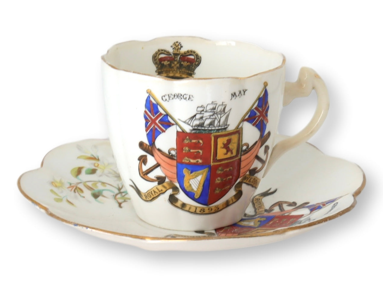 1893 Royal Wedding Teacup & Saucer – Prince George & Princess Mary