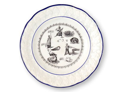 Mid-1800s French Choisy-le-Roi Rebus Puzzle Plate