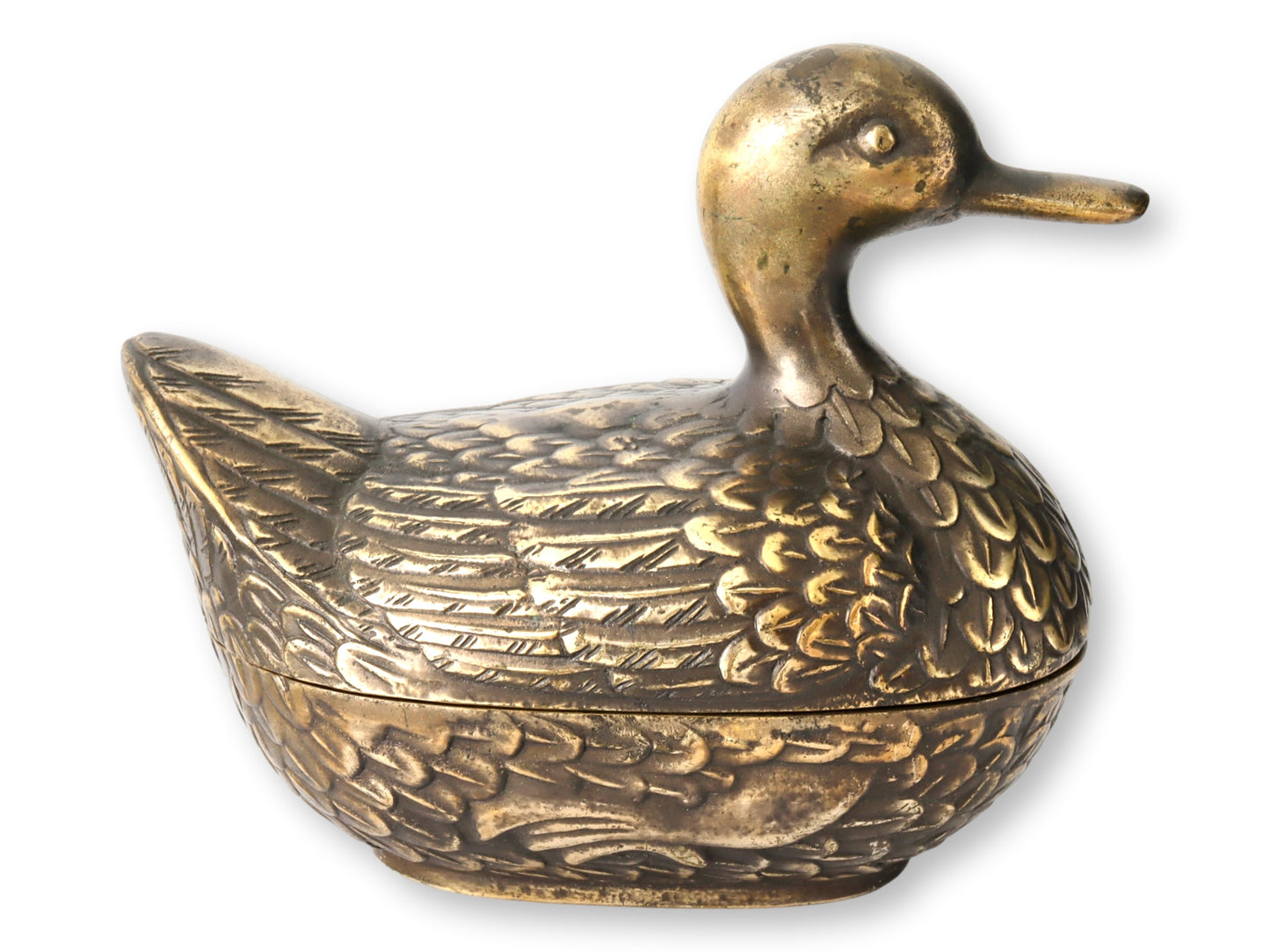 Midcentury Brass Duck Keepsake Box