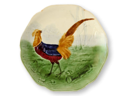 Antique Choisy-Le-Roi Majolica Pheasant Plate