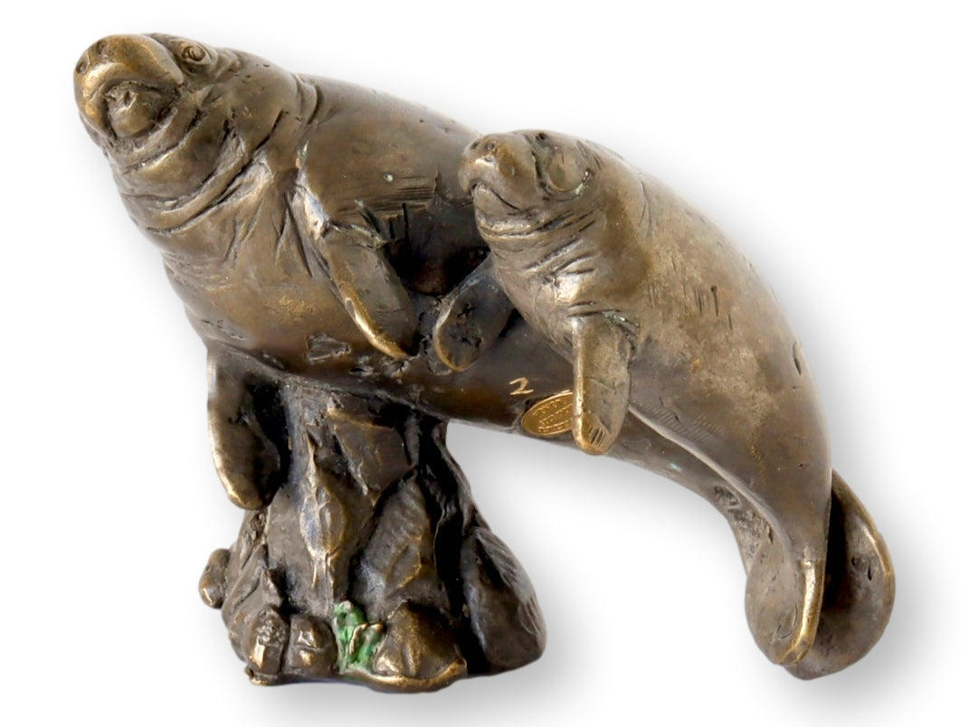 Petit Bronze Manatee Sculpture