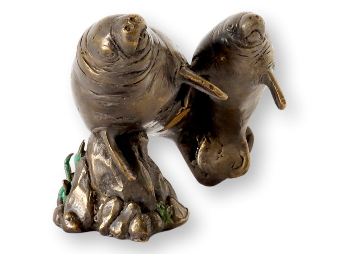 Petit Bronze Manatee Sculpture