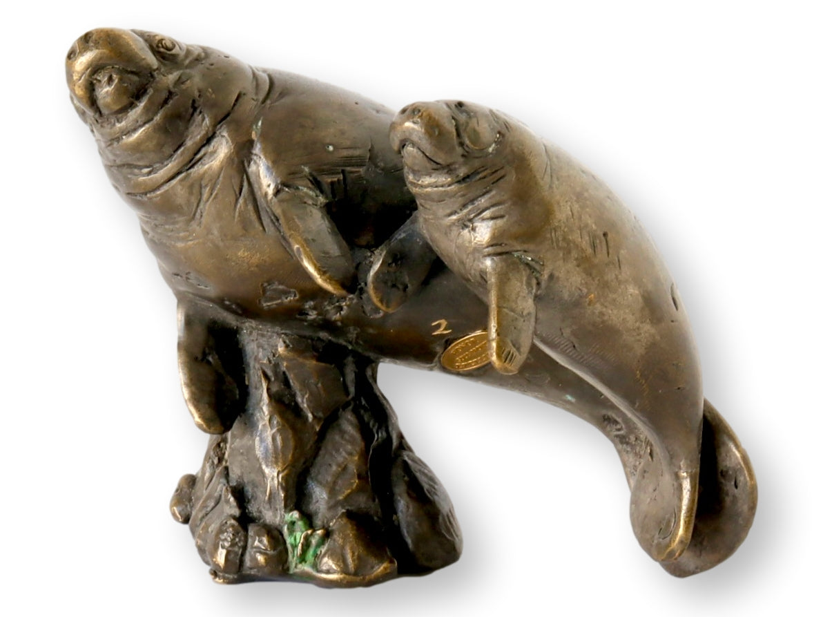 Petit Bronze Manatee Sculpture