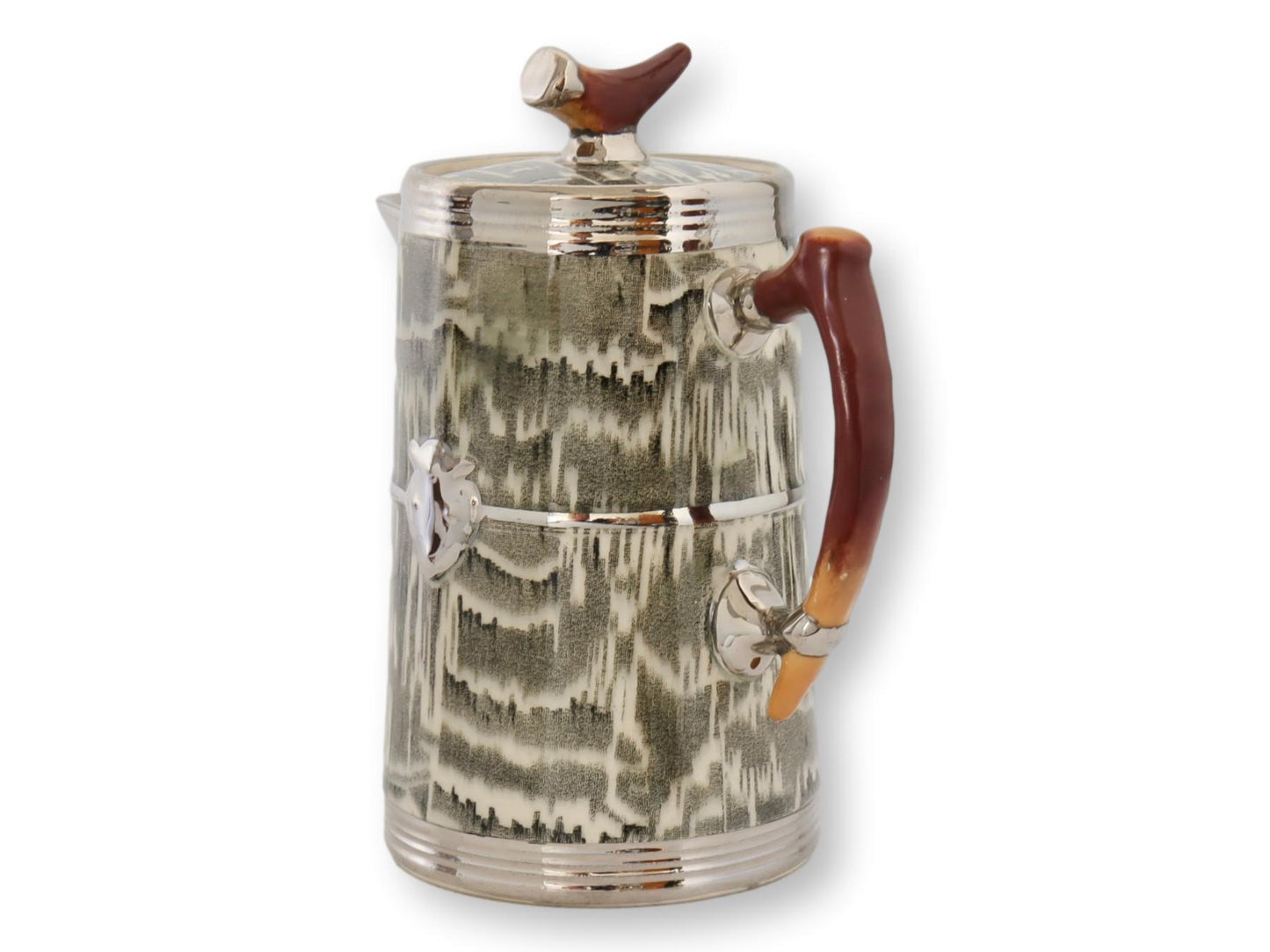 1930s Silver Shield Faux Bois Coffee Pot