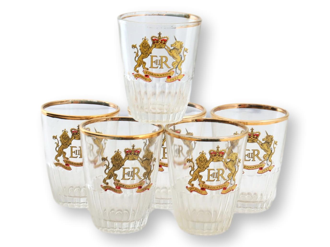 Queen Elizabeth II 1953 Royal Coronation Shot Glasses