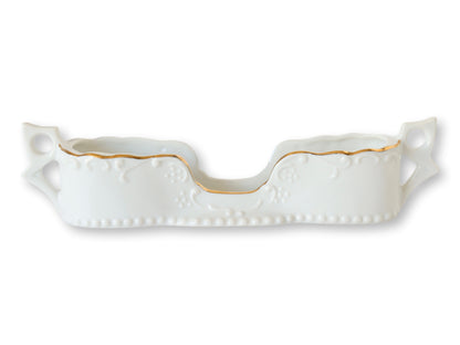 White Porcelain Gold-Trim Utensil Caddies — Set of Three