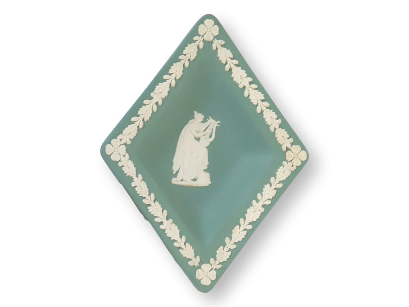 Wedgwood Rare Teal Jasperware Diamond Trinket Dish