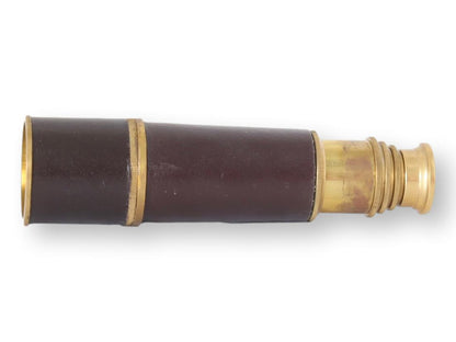 Antique English Leather Wrapped & Brass Telescope