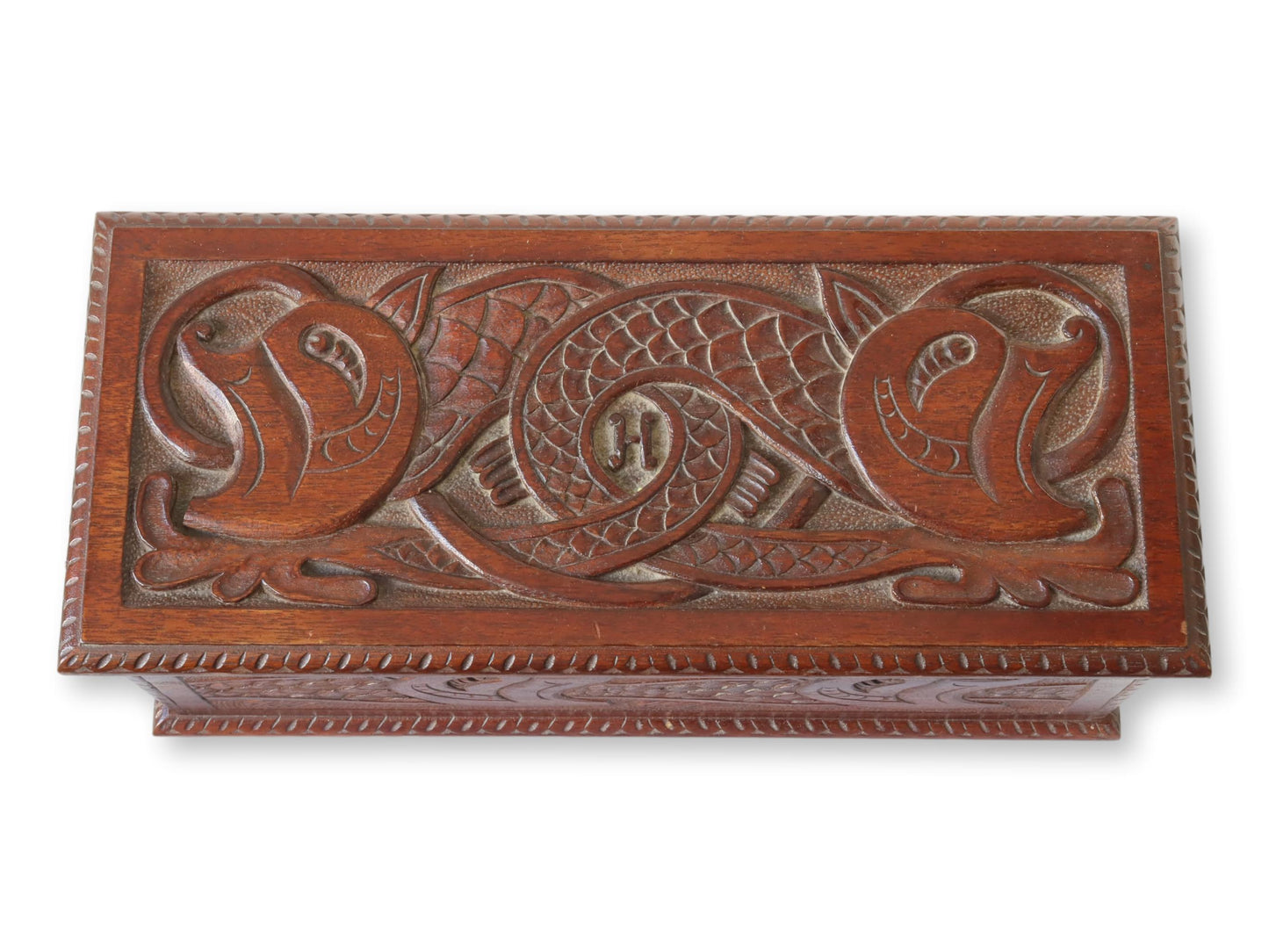 Antique English Carved Jewelry Box