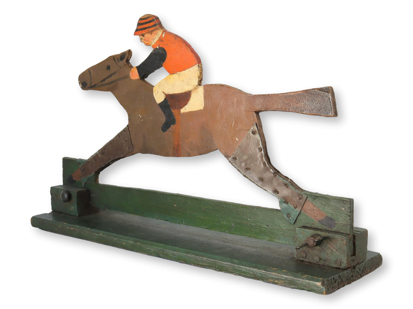 Antique Horse & Jockey Game Carving