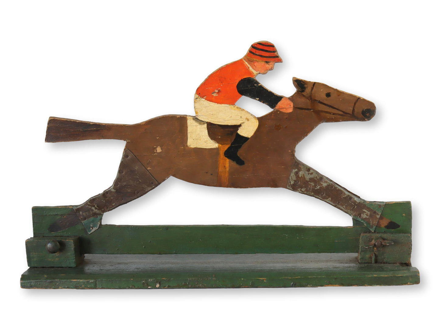 Antique Horse & Jockey Game Carving