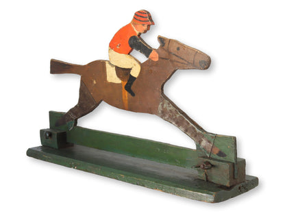 Antique Horse & Jockey Game Carving