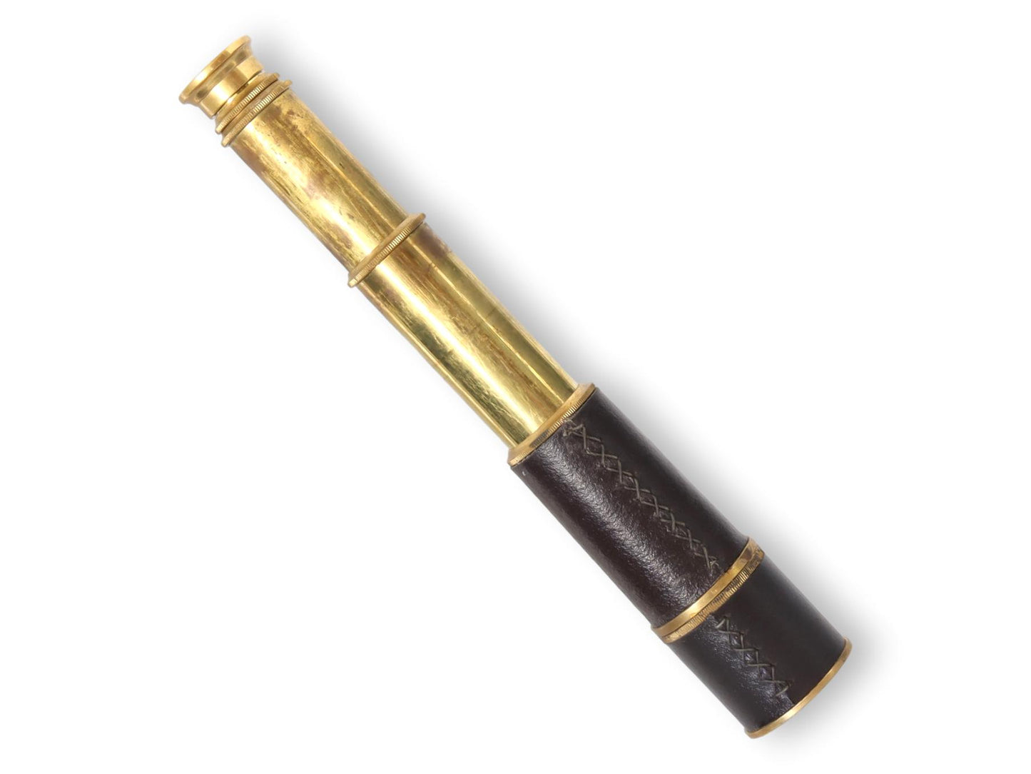 Antique English Leather Wrapped & Brass Telescope