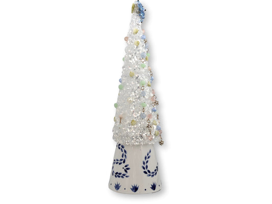 Vintage Rhinestone Holiday Jewelry Tree on Clase Azul Tequila Base