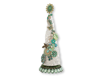 Midcentury Rhinestone Holiday Tree in Teal & Aqua — Tiffany’s Window Glam