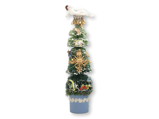 Starlet of the Sea Holiday Bottle Brush Tree w/ Wedgwood Pot