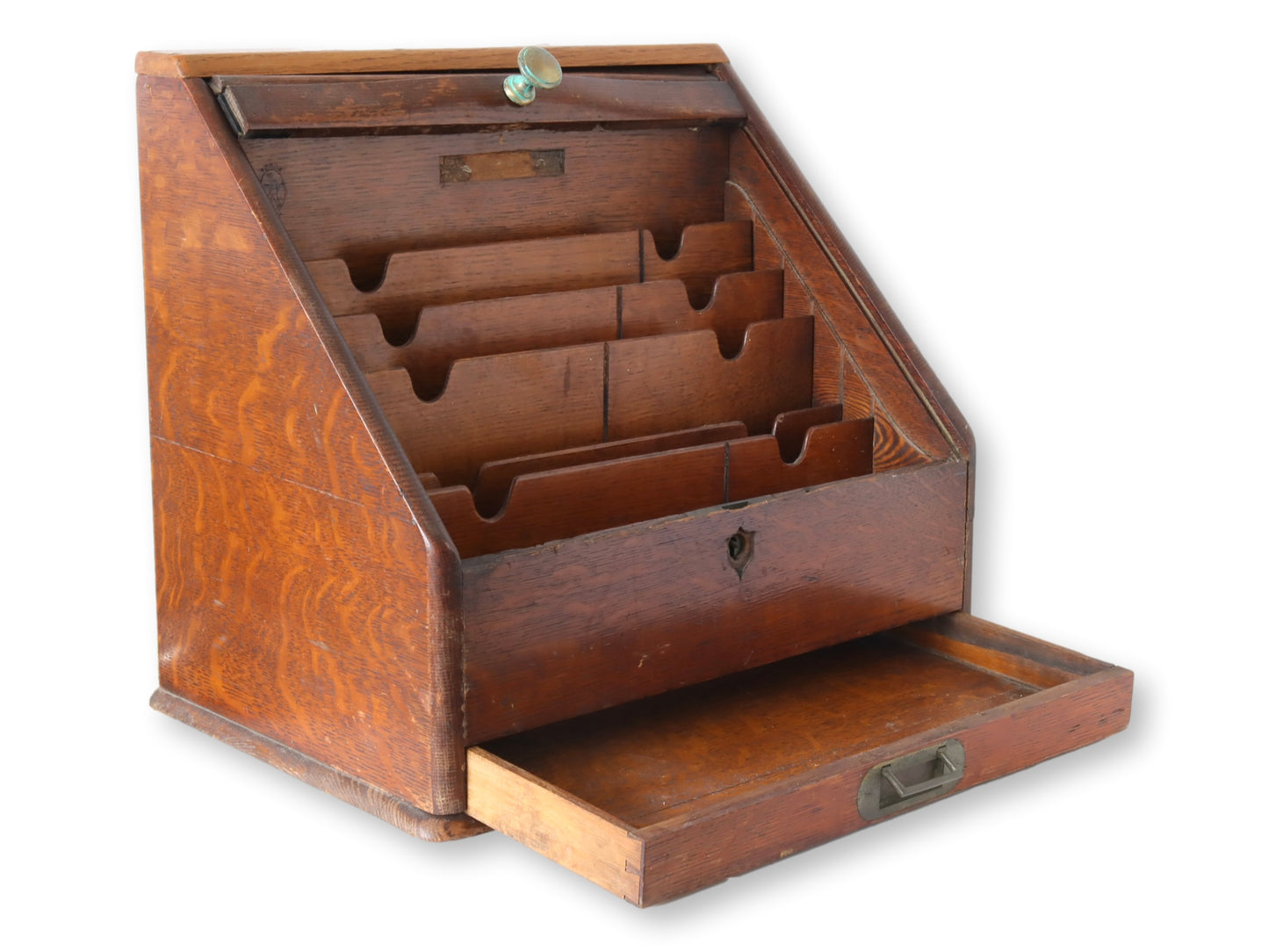 Antique Tabletop Roll Top Desk Organizer
