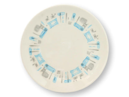 Midcentury "Blue Heaven" Bread / Snack Plates W/ Matching Ashtray