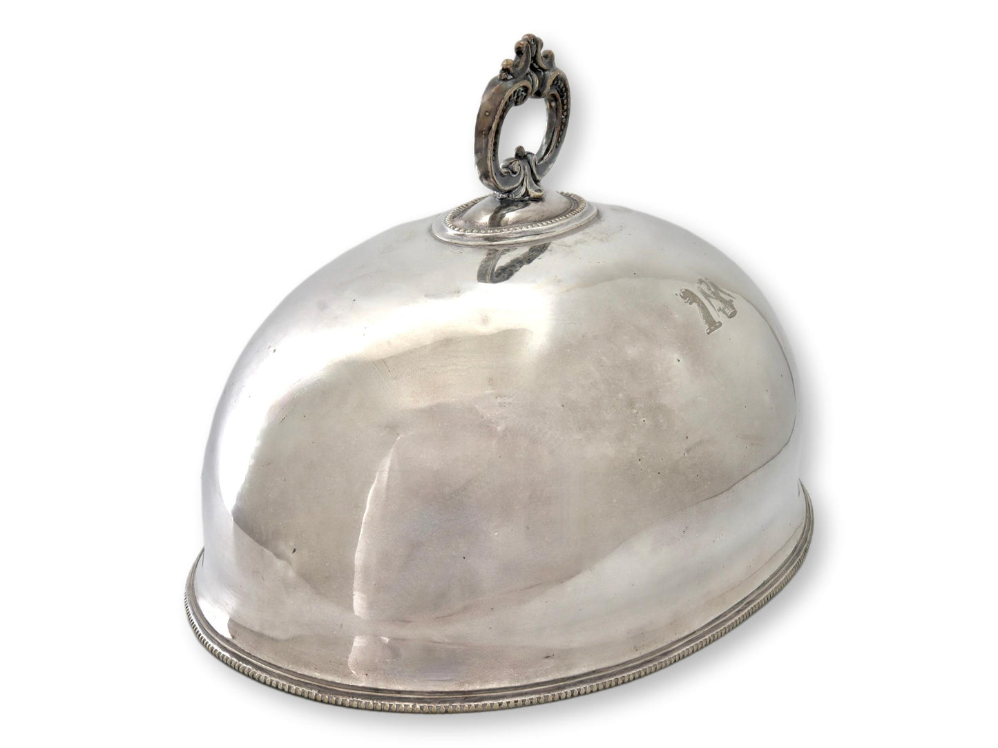 Antique English Silver-Plate Food Cloche w/ Family Crest