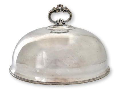 Antique English Silver-Plate Food Cloche w/ Family Crest