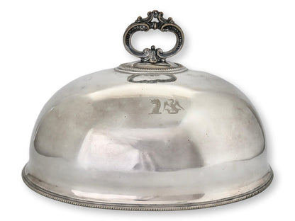 Antique English Silver-Plate Food Cloche w/ Family Crest