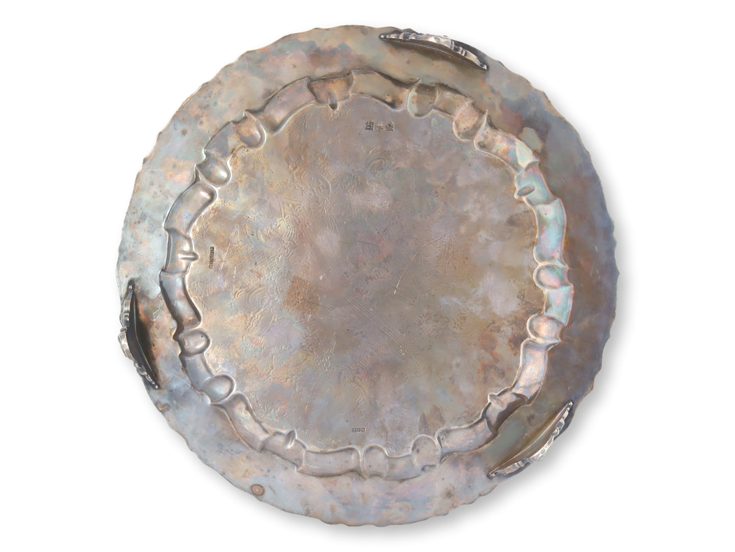 Antique Sheffield Silver-Plate Salver w/ Monogram